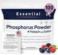 Phosphorus Supplements 100 Packets Dietary Supplements Powder with Sodium Phosphate and Potassium Phosphate Fruit Flavored Phosphorous Supplement Powder for Electrolyte Bone Health &amp Kidney Hea