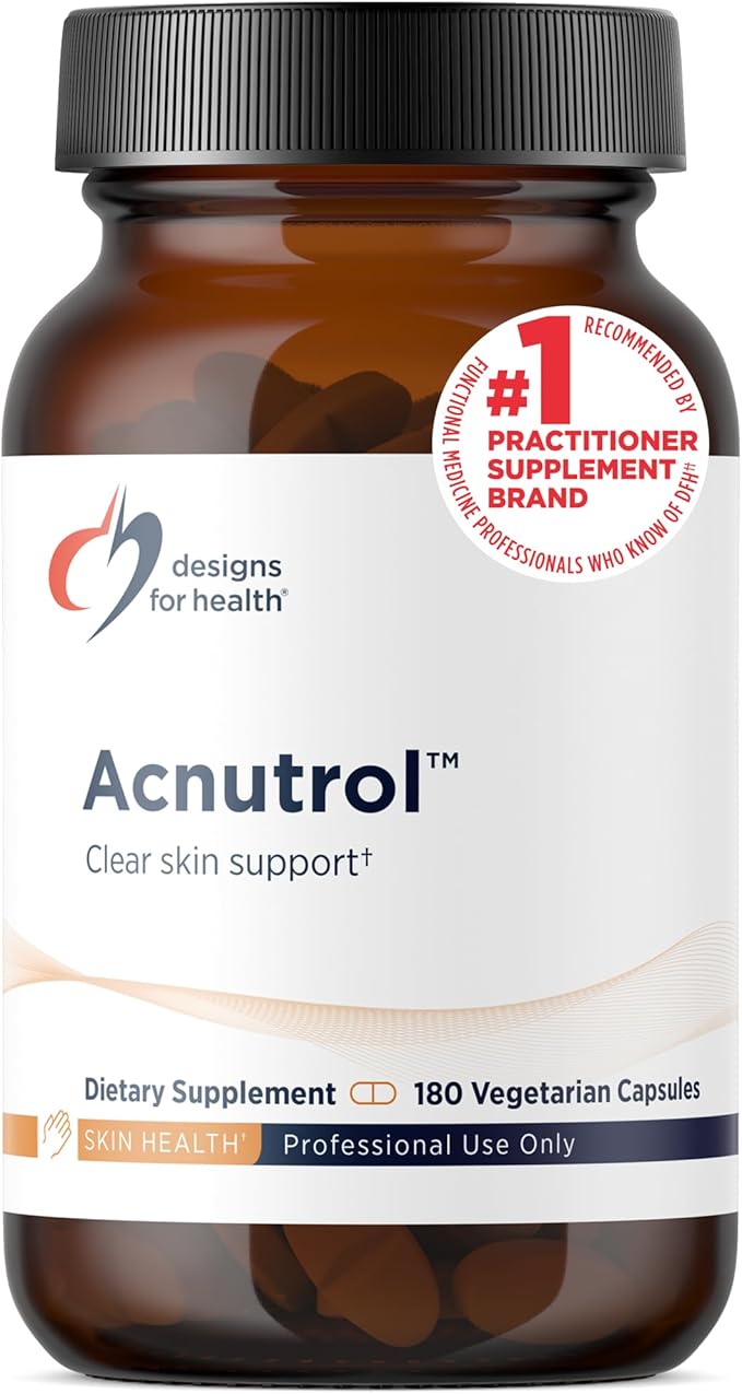 Designs for Health Acnutrol Clear Skin Support Pills - Pantothenic Acid + 50000 IU Vitamin A Vitamins D + E Carnitine + Minerals - Non-GMO + Soy Free Oral Supplement (180 Capsules)