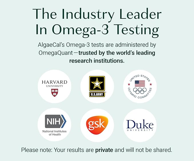 ALGAECAL Omega 3 Finger Test Kit – Easy Home Test Kit with Pre-Paid Return Envelope Quick &amp Hassle-Free Certified Lab-Verified Results for Accurate Omega-3 Levels Made in USA (Pack of 3)