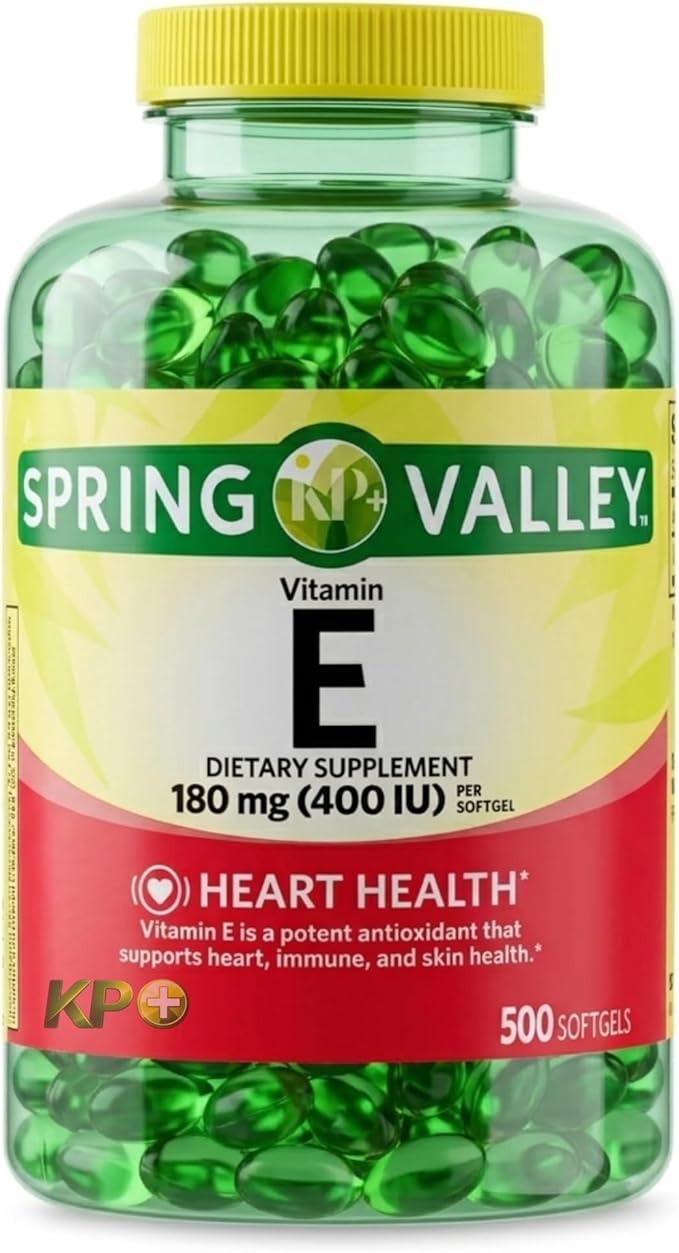 KP+ Vitamin E 180 mg (400 IU) | Heart &amp Immune Health | 500 Softgels | Gluten Free Dietary Supplement