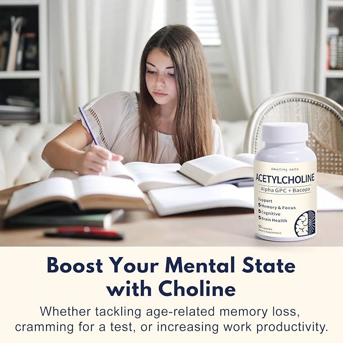Acetylcholine Supplements with Alpha GPC 600mg &amp Bacopa – Cognitive Support for Seniors &amp Adults – Supports Memory Focus &amp Brain Health – 90 Capsules