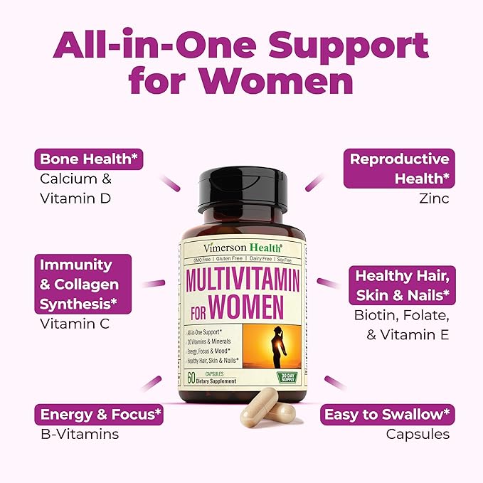 Glucosamine Chondroitin Turmeric + Multivitamin for Women 2-Bottle Supplement Bundle for Her. Healthy Immune Response Joint Support Antioxidant Properties