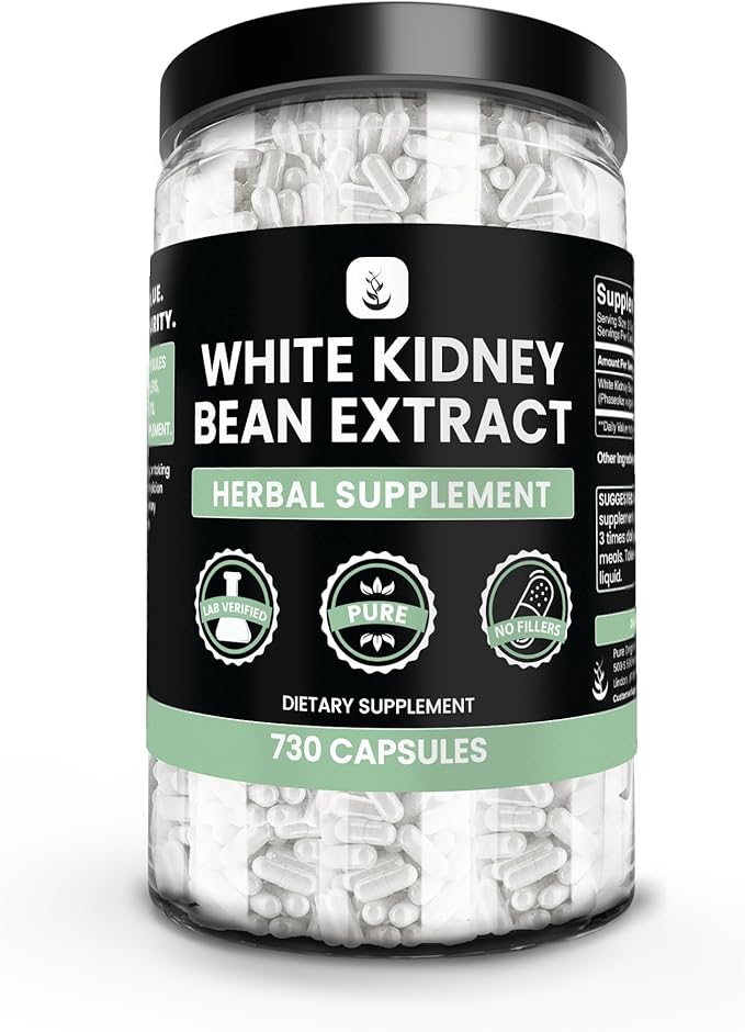 PURE ORIGINAL INGREDIENTS White Kidney Bean Extract (730 Capsules) No Magnesium Or Rice Fillers Always Pure Lab Verified