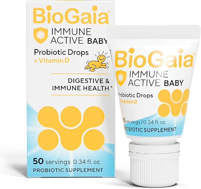 BioGaia Immune Active Baby Probiotic Drops + Vitamin D | for Babies &amp Toddlers 0-36 Months | Supports Digestive &amp Immune Health | Allergen Dairy Soy &amp Gluten Free | 50 Day Supply