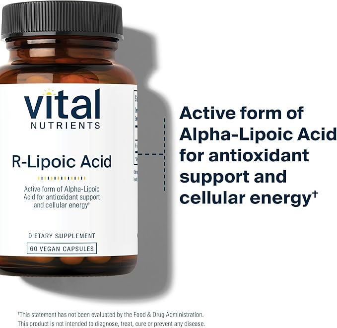 Vital Nutrients R-Lipoic Acid - Active Alpha-Lipoic Acid Antioxidant - ALA Supplement for Healthy Metabolism and Energy - Gluten Dairy Soy Free - Non-GMO - 60 Capsules