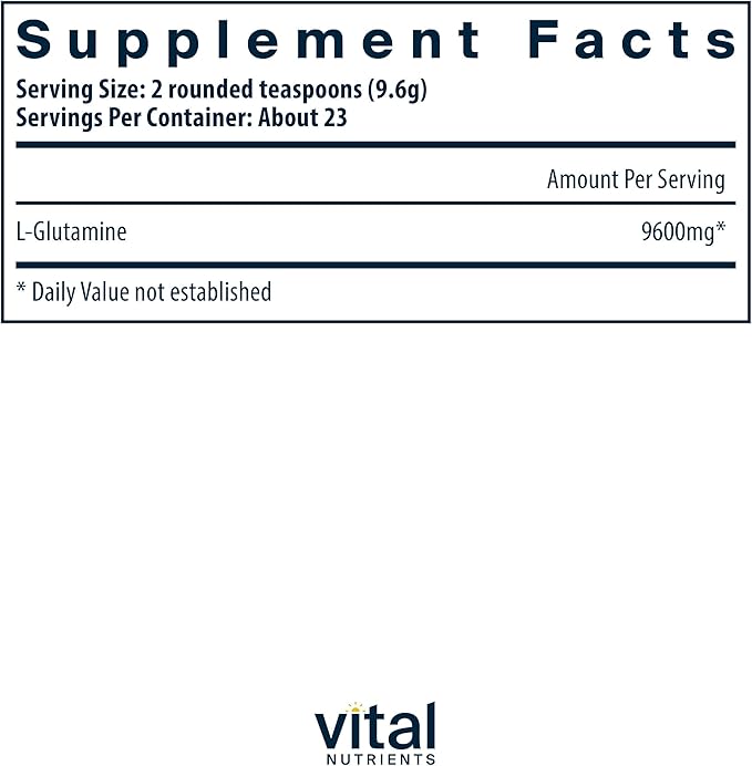 Vital Nutrients Glutamine Powder - Healthy Gastrointestinal Tract Function - Gluten Dairy Soy Free - Non-GMO - 225g/8 oz L-Glutamine Powder