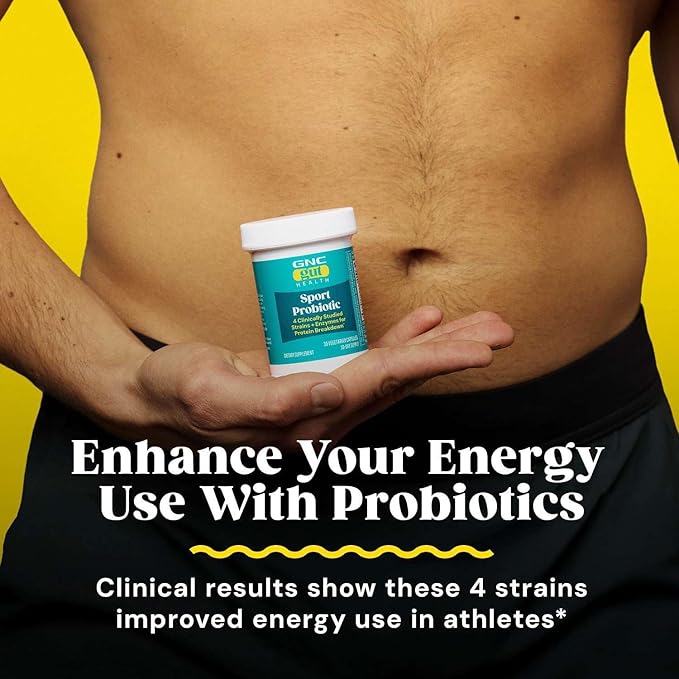 GNC Sport Probiotic 25 Billion CFU Clinically Studied Strains and Enzymes GI Comfort for Athletics 30 Capsules
