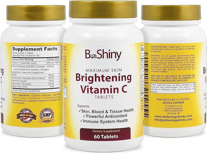 Vitamin C Complex 1000 mg Tablets for Skin Lightening Brightening Antioxidant with Rose Hips and Bioflavinoids Immune Support Supplement Healthy Aging Builds Energy and Overall Well Being