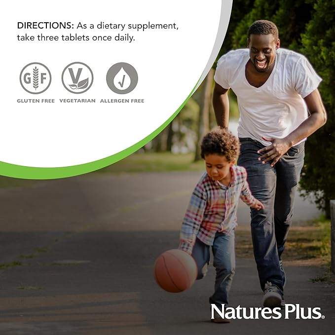 NaturesPlus Source of Life GOLD Multivitamin - 180 Tablets - With Vitamins D3 B12 &amp K2 - Blood Bone &amp Immune Support - Vegetarian &amp Gluten Free - 60 Servings
