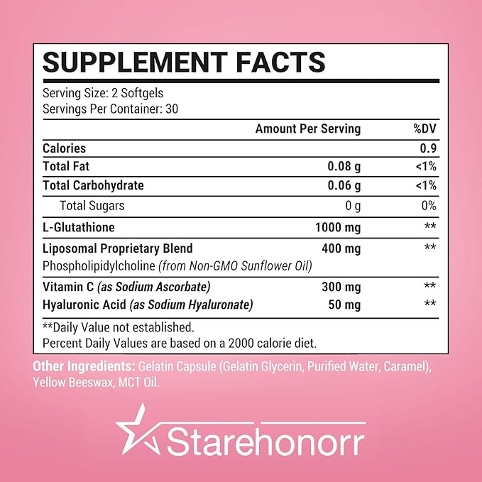 Liposomal Glutathione Softgels 1500MG Reduced Glutathione Supplement with Vitamin C Better Absorption Non-GMO Powerful Antioxidant for Healthy Aging Detox Immune Health120 Softgels