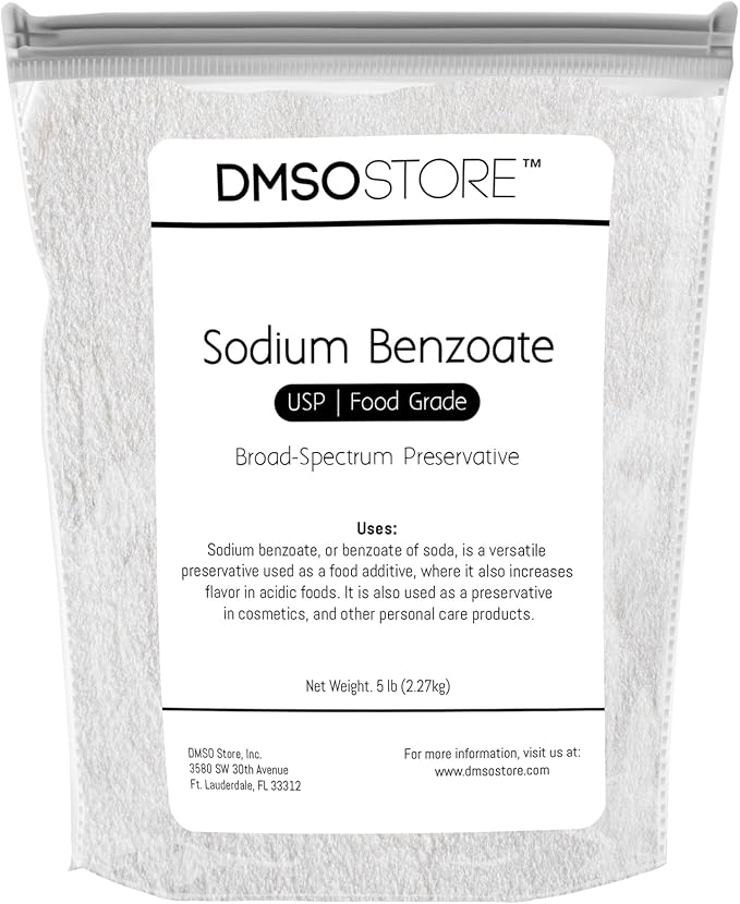 Sodium Benzoate Powder: Versatile Preservative for Food Cosmetics and More! Enhance Shelf Life Food Grade Ensure Freshness and Safeguard Quality - DIY Projects and Professional Use! - 5lb