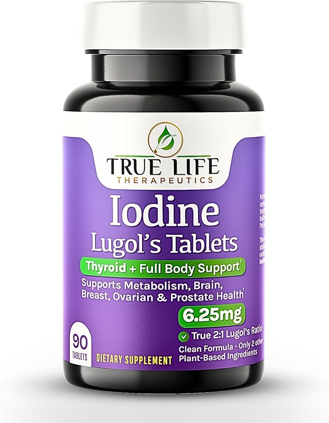 Lugol’s Iodine Tablets 6.25mg – Precise-Dose Thyroid &amp Energy Support – No Harsh Liquid Stable Potassium Iodide Supplement – 90 Ct Non-GMO No Preservatives