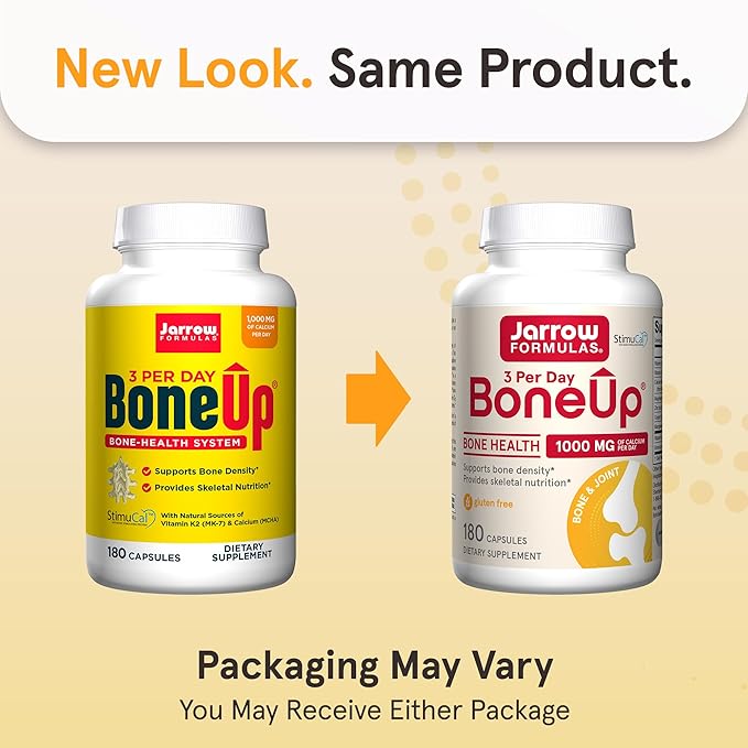 Jarrow Formulas BoneUp Three Per Day for Bone Density and Skeletal Nutrition Includes Vitamin D3 K2 (as MK-7) and Calcium 180 Capsules 60 Day Supply (Pack of 2)