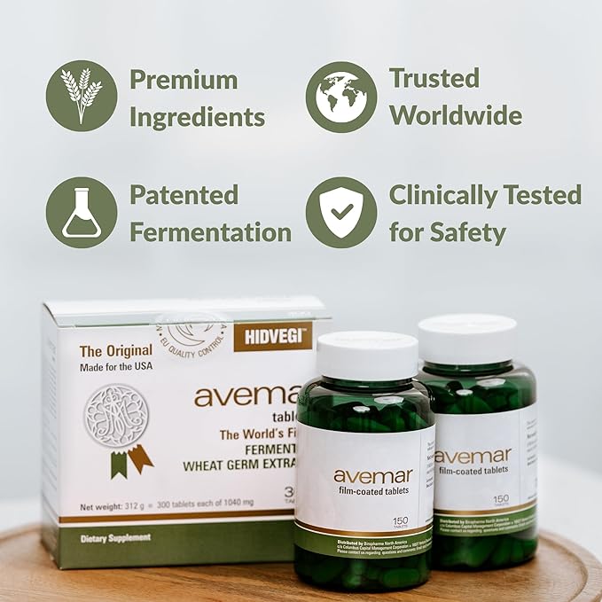Avemar Fermented Wheat Germ Extract - Premium Tablets| Immune Support &amp Vitality | 300 Tablets 2x150