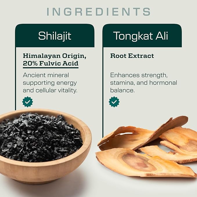 Shilajit and Tongkat Ali for Men and Women – Pure Shilajit Capsules w/High Potency Fulvic Acid &amp Trace Minerals – Shilajit for Men with Natural Testosterone Support for Energy &amp Muscle Growth