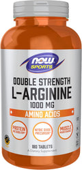 Now Foods Sports Nutrition L-Arginine Double Strength 1000mg Nitric Oxide Precursor Amino Acids 180 Tablets