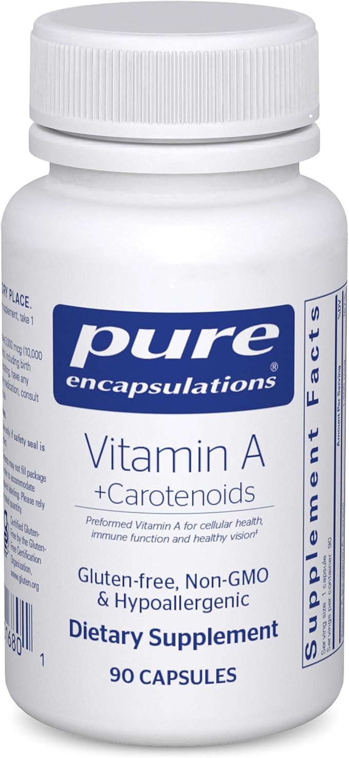 Pure Encapsulations Vitamin A + Carotenoids (Lutein Zeaxanthin and Astaxanthin) | Hypoallergenic Dietary Supplement | 90 Capsules