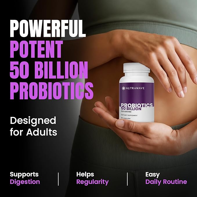 NEW Nutrawave 50 Billion Probiotics for Women &amp Men 15 Strains Active Culture. Relieves Bloating &amp Constipation Improved Digestion &amp Gut Health Supplement Vegan. 60 Powerful Small Capsu