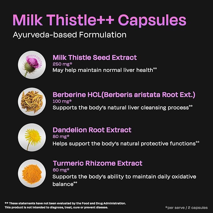 Auric Milk Thistle ++ 180 Capsules | Elite Formula | Daily Wellness Support | Veg Capsules | Gluten-Free | Additive-Free | Plant-Based| 500 mg Actives per Serve