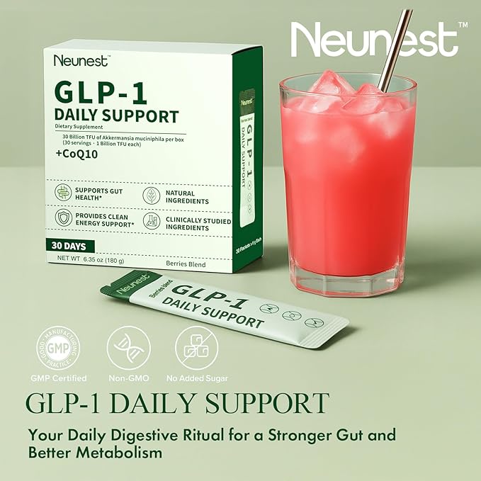 7-in-1 Akkermansia Prebiotic – GLP-1 Supplement for Weight Loss Appetite Suppressant for Women &amp Men with Beet Root CoQ10 Acai | Daily Gut&amp Metabolic Wellness Berry Flavor Stick Packs