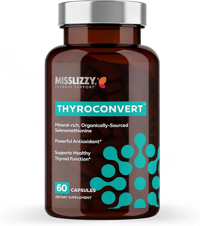 Miss Lizzy ThyroConvert – Organic Selenomethionine for Healthy Liver Function and Thyroid Support to Boost Metabolism &amp Energy Clear Mind &amp Reduce Oxidative Stress – 60 Capsules