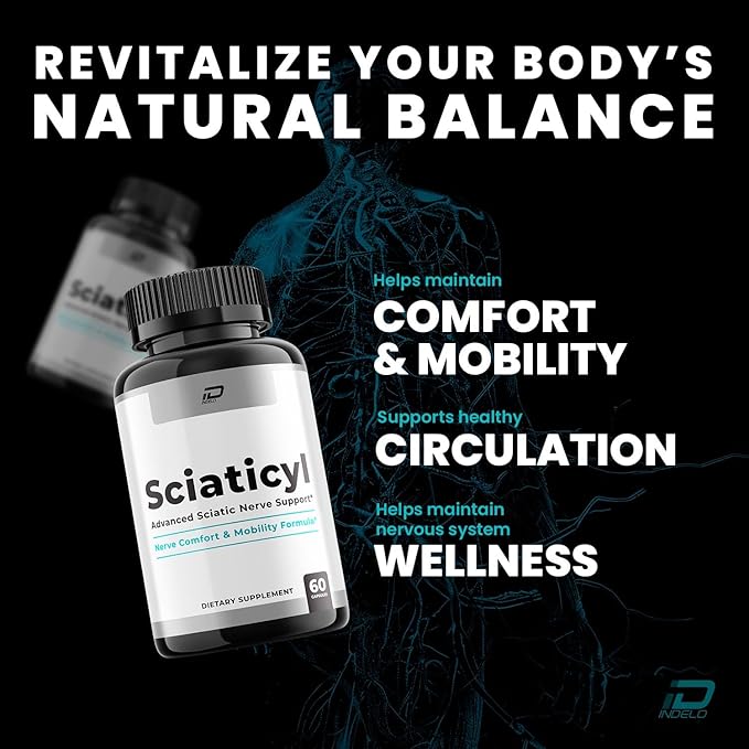 Sciaticyl Capsules – Sciaticyl Advanced Supplement Natural Blend Formula to Maintain Healthy Levels and Extra Strength (1 Pack - 60 Capsules)