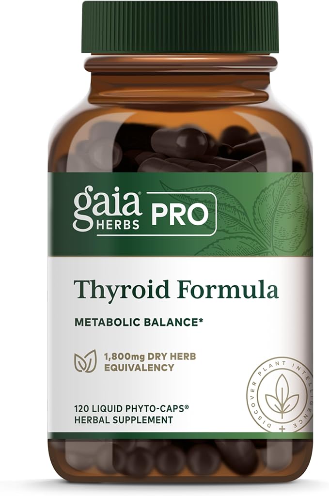 Gaia Herbs Pro Thyroid Formula - Supports Cardiovascular &amp Metabolic Health - with Ashwagandha Root Schisandra Berry Kelp &amp Brown Seaweed - Vegan &amp Gluten-Free - 120 Liquid Phyto-Caps (6