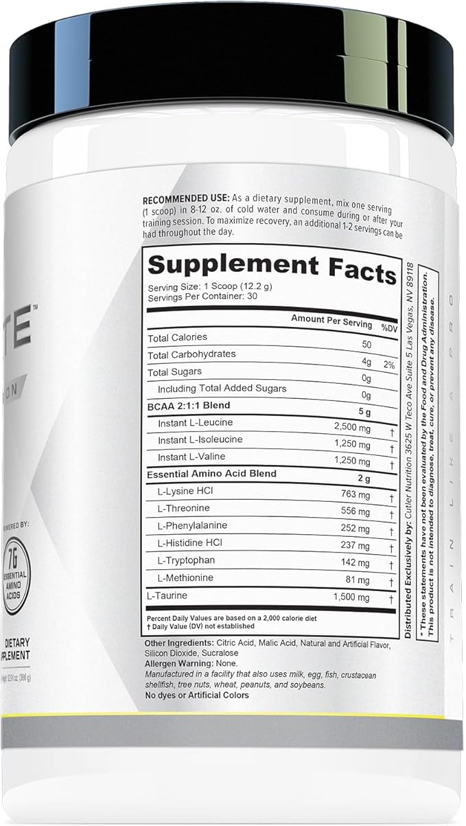 Cutler Nutrition Generate EAA and BCAA Powder: Best Branched Chain Amino Acids Supplement with Essential Amino Acids 5g BCAAs 2g EAAs for Lean Muscle Mass | Sour Lemonade 30 Servings
