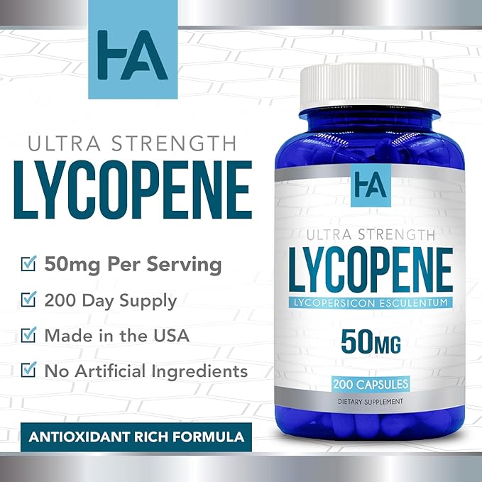Naturally Derived Lycopene Supplement | Tomato Based Lycopene 50mg Antioxidant and Carotenoid Supplement for Heart and Prostate Support | Vegan Non-GMO &amp Made in US cGMP Labs (200 Veggie Capsules)