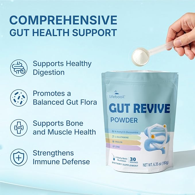 Leaky Gut Powder with L-Glutamine Prebiotic Licorice Slippery Elm Bark for Gut Health &amp Digestive Health Super Gut Powder Unflavoured - (30 Servings 6.30 Oz)