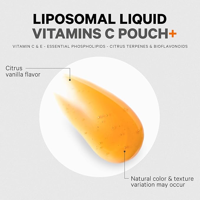 Codeage Liposomal Vitamin C Liquid 1000mg Vitamin C 4000mg Essential Phospholipids Supplement For Daily Immune Support Liposomes For Absorption Citrus Bioflavonoids Vitamin E Non-GMO 32 Pouches