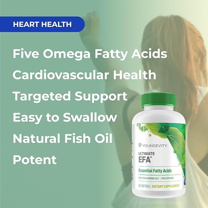 Youngevity Ultimate EFA™ – Omega 3 6 &amp 9 Supplement | Blend of Borage Flax &amp Fish Oils | Supports Heart Brain &amp Overall Health | 60 Soft Gels
