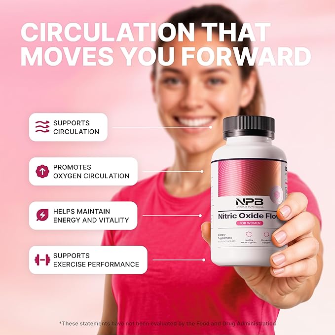 Nature's Pure Blend Nitric Oxide Supplements for Women – L-Arginine L-Citrulline – Heart Support &amp Flow Circulation Booster – 1500MG L Arginine and L Citrulline Preworkout Bodybuilding