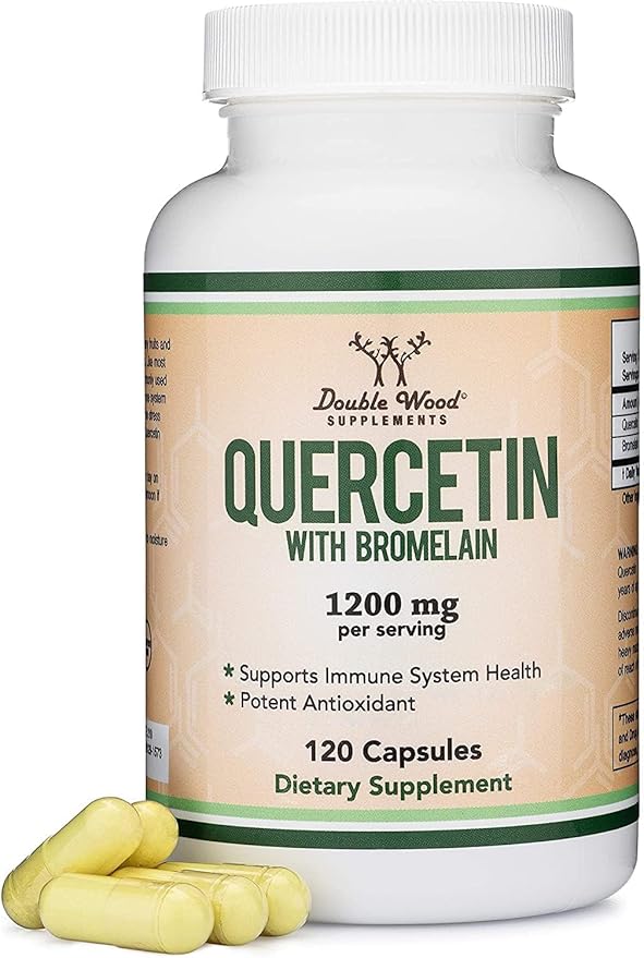 Quercetin with Bromelain - 96% Highly Purified - 120 Count (1200mg Servings) - Supports Healthy Immune Functions in Men and Women (Vegan Safe Third Party Tested Gluten Free) by Double Wood
