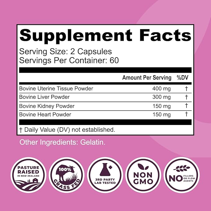 Beef Organ Supplement for Women + Bovine Blood and Beef Liver Supplement- Organic Nutrient Dense Superfood for Overall Energy Health &amp Wellness - No Fillers Freeze Dried Supplements