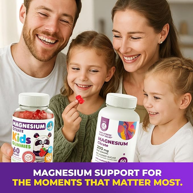 DR. MORITZ Sugar-Free Calm Magnesium Gummies for Kids and Adults - Non-GMO Magnesium Citrate Gummies - Raspberry Flavor - 3-Pack (180 Count)