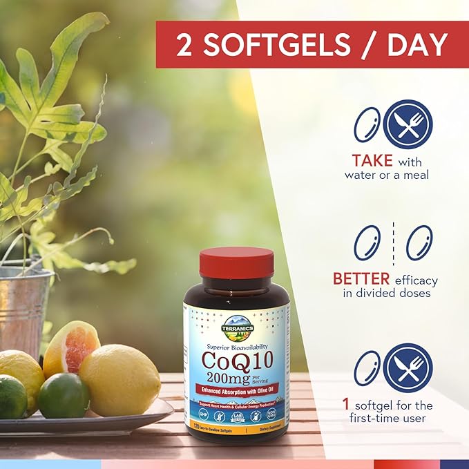 Terranics Probiotics &amp CoQ10 Bundle Heart &amp Digestion Health 60 Billion Probiotics Bioactive Coenzyme Q10 200mg Extra Virgin Olive Oil Bundle &amp Save