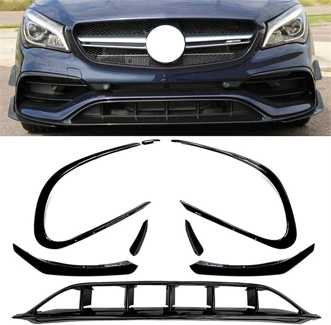 Kiyah Car Front Bumper Lip Splitter Diffuser Lip Compatible for Mercedes Benz CLA-Class C117 CLA200 220 2016 2017 2018 2019 Body Kit Spoiler