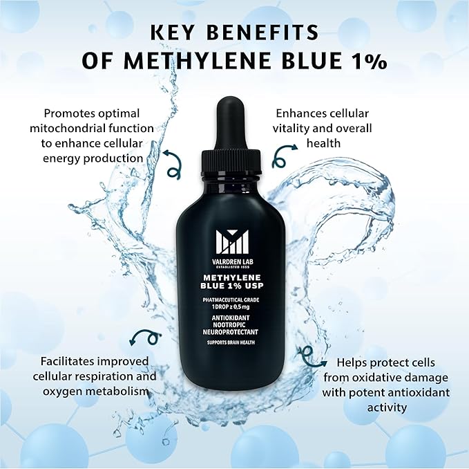 Methylene Blue 1% Liquid (4oz) + 10mg Capsules Bundle – Pharmaceutical Grade – 118ML Drops &amp 180 Vegan Pills – Made in USA – Third Party Tested – Alcohol Free Dietary Supplement