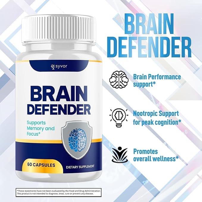 (3 Pack) Brain Defender Supplement Pills Official Brain Defender Advanced Formula Nootropic Capsules All Natural Health and Wellness Support Formula Maximum Strength Braindefender (180 Capsules)