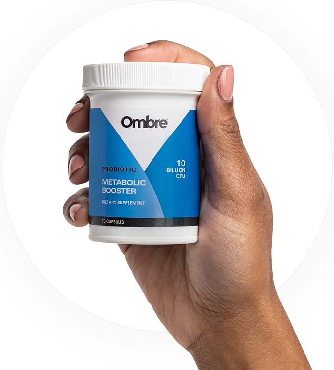 Ombre Metabolic Booster Probiotic - Supports Metabolism Healthy Weight Management &amp Digestion - Energy &amp Gut Health Supplement for Women and Men - 10 Billion CFU Prebiotic Fiber Vegan 30 S