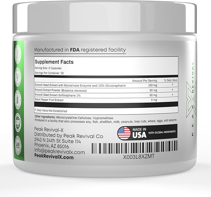 5000mcg of Real Lab-Verified Sulforaphane Supplement - Broccoli Seed Extract 50mg Supplements - Promotes Cognitive Function Liver &amp Cellular Support - 60 Vegan Capsules/Pills