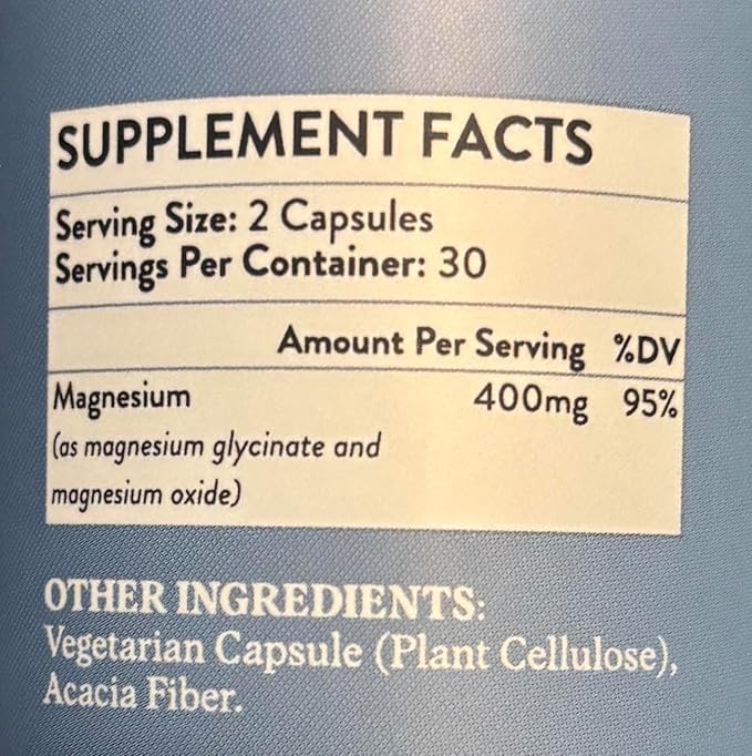 Magnesium Glycinate | 60 Capsules | Supports Relaxation Muscle &amp Nerve Function | Bone Heart &amp Digestive Wellness