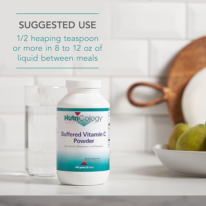 Allergy Research Group Nutricology Buffered Vitamin C Powder - Calcium Magnesium Potassium Ascorbic Acid Bowel Tolerance High-Purity High Dose Calcium Carbonate - 8.5 Oz