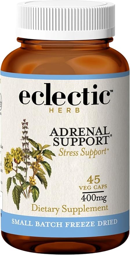 Eclectic Herb - Adrenal Support Capsules | Herbal Supplement | Rhodiola &amp Ashwagandha Supplements | Fatigue Support | Vegan Non-GMO Gluten-Free (45 CT | 400 mg)