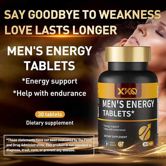 XKQ Vitality Supplement – Daily Energy &amp Performance Formula for Adult Men | Supports Circulation Stamina &amp Confidence | Herbal &amp Amino Blend | 30 Tablets | 3rd Party Tested