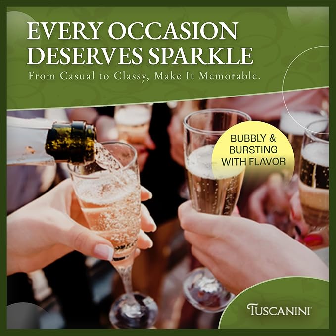 Tuscanini Sparkling Bianco Grape Juice 25.4oz (2 Pack) | Non-Alcoholic Celebration Drink | Festive Mushroom Cork | Refreshing &amp Elegant Sparkling Grape Juice | Perfect for Holidays Weddings &amp