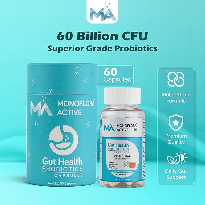 Probiotics 60 Billion CFU for Gut Health – Prebiotics &amp Probiotics Supplement for Men &amp Women Digestive Health Gut Cleanse Bloating Gas Acidity &amp Constipation Support 60 Capsules