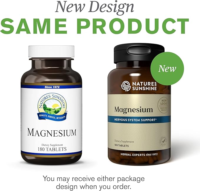 Nature's Sunshine Magnesium 250 mg 180 Tablets | Supports Both The Nervous and Structural Systems by Helping Muscles Relax and Maximize Energy Production