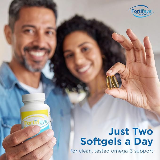 Fortifeye Omega 3 Fish Oil 60Count 1600mg Made in Norway - High Potency rTG Form Supplement with EPA and DHA Triple Strength Fish Oil Softgels for Men Women No Fishy Aftertaste Natural Lemon Flavor